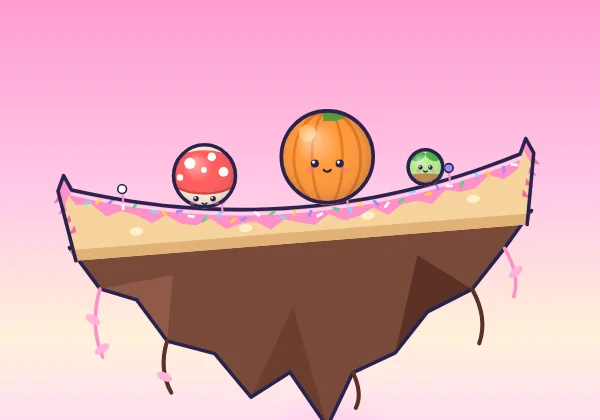 Candy Isle: pink frosting on top of a chocolate island under a pink sky.
