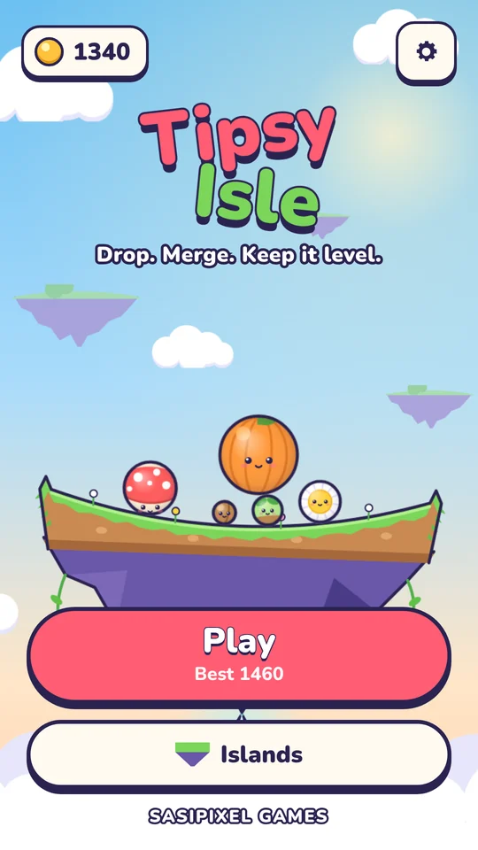The main menu with the Play and Islands buttons above a floating island.